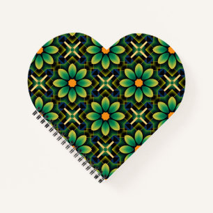 Mandala Groen en Geel Bloemen Geometrisch Patroon Notitieboek
