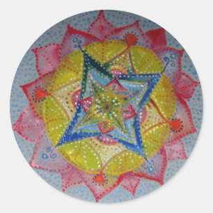 Mandala Hand geschilderd Classic ronde Sticker, gl Sticker