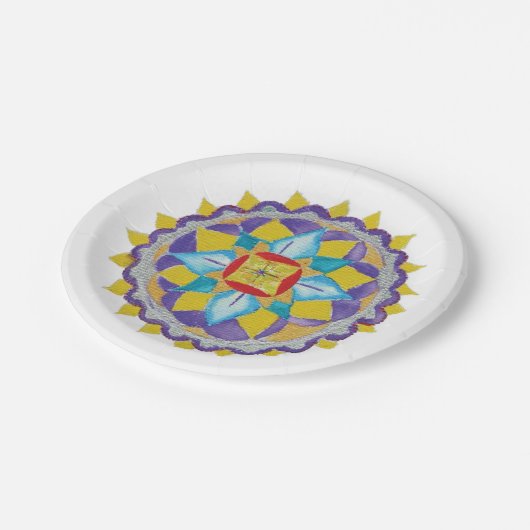 Mandala Handbeschilderd Waterverf Papier Bord 7 in (Gekanteld)