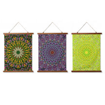 Mandala Harmony Wandtapijt Houten Bovenkant Vertic