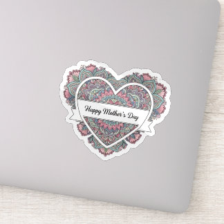 Mandala Hart Moederdag Sticker Moeder Bloem Boho