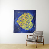 Mandala Heart Luminous Gold en Blue Wandkleed (In Situ (horizontaal))