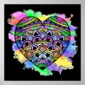 Mandala Heart Multicolor Waterverf Print (Voorkant)