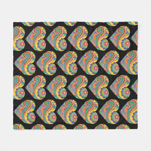 Mandala Hearts Fleece Deken (Voorkant (Horizontaal))