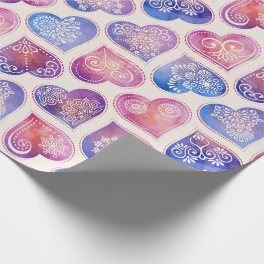 Mandala Hearts Pattern Cadeaupapier (Hoek)