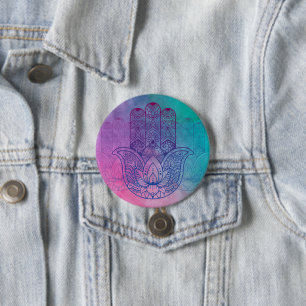 Mandala Henna Lotus Hand Ronde Button 7,6 Cm