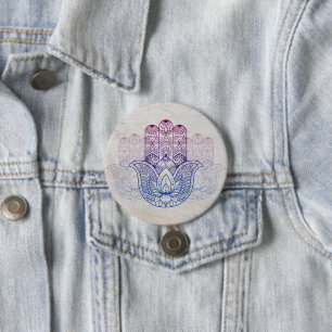 Mandala Henna Lotus Hand Ronde Button 7,6 Cm