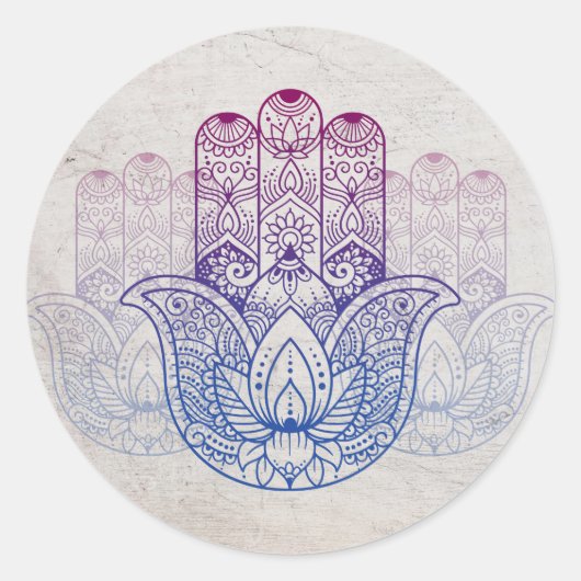 Mandala Henna | Sticker rond classique à main Lotu (Devant)