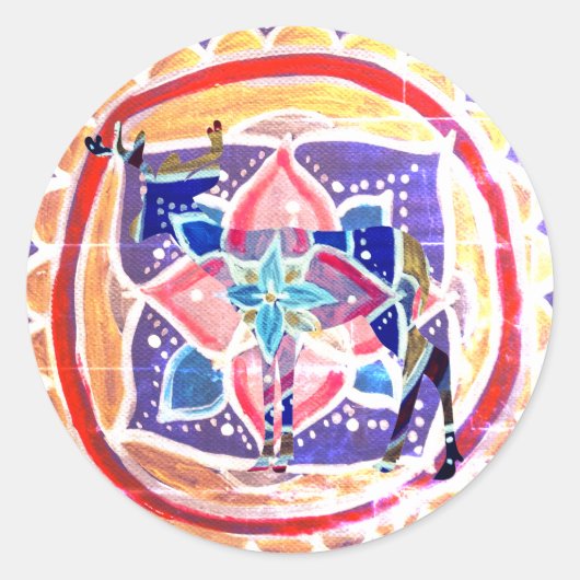 Mandala hert Classic Ronde Sticker, Glanzend Ronde Sticker (Voorkant)