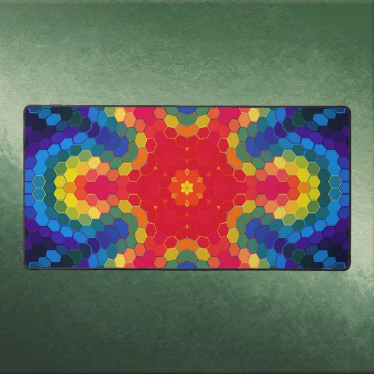 Mandala Hexagonal Rouge Jaune et Bleu