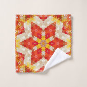 Mandala Hexagone Rouge et Jaune (Gant de toilette)