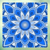 Mandala in blauw Venster Cling Raamsticker (Vel 3)