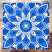 Mandala in blauw Venster Cling Raamsticker (Vel 2)