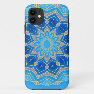 Mandala in elektrisch blauw en turkooise iPhone 11 hoesje
