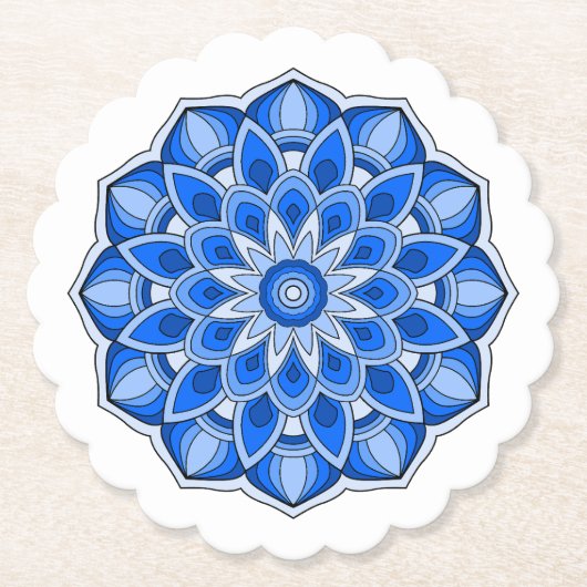 Mandala in het blauw kartonnen onderzetters (Voorkant)
