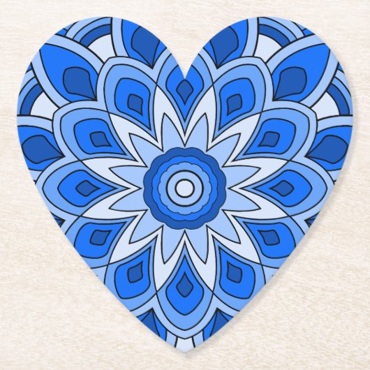 Mandala in het blauw kartonnen onderzetters (Voorkant)