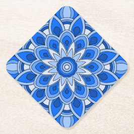 Mandala in het blauw kartonnen onderzetters
