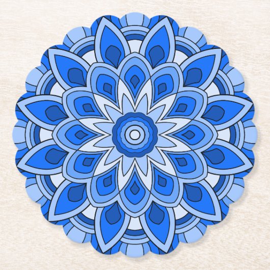 Mandala in het blauw kartonnen onderzetters (Voorkant)