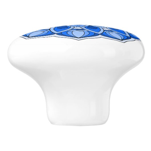 Mandala in het blauw keramische knop (Zijkant)