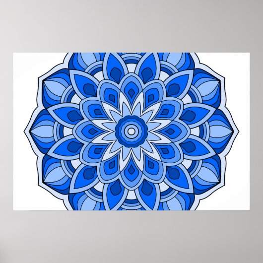 Mandala in het blauw poster (Voorkant)