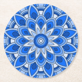 Mandala in het blauw ronde kartonnen onderzetter