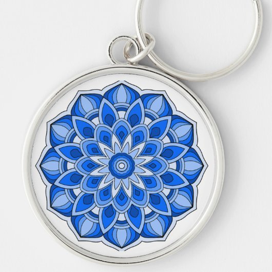 Mandala in het blauw sleutelhanger (Voorkant)