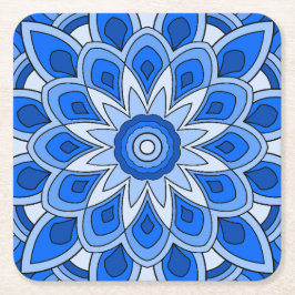 Mandala in het blauw vierkante kartonnen onderzetter