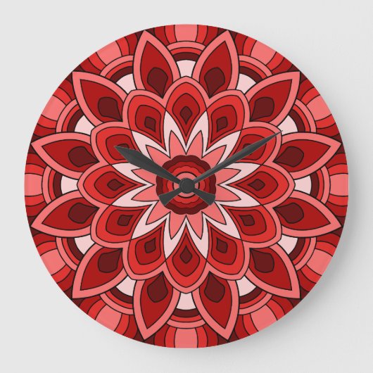 Mandala in het rood grote klok (Voorkant)