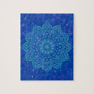 Mandala in Sky Nebula and Stars Galaxy Blue Legpuzzel