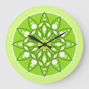 Mandala in tinten groen grote klok