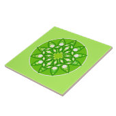 Mandala in tinten groen tegeltje (Zijkant)