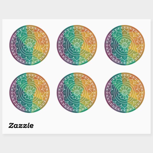 Mandala india flower boho hippie design ronde sticker (Vel)
