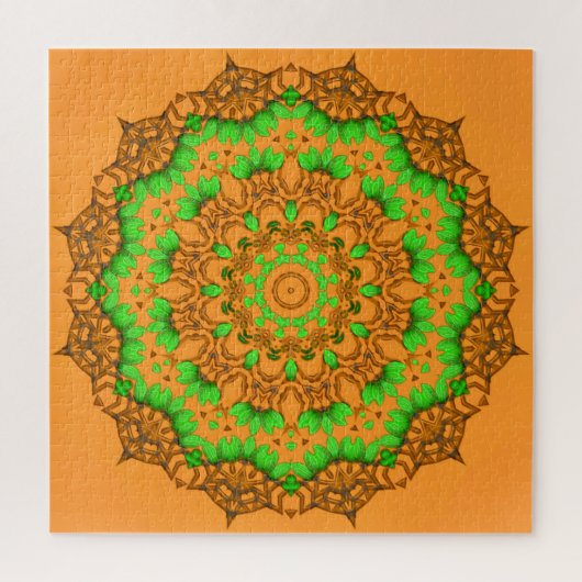 Mandala Jigsaw Puzzle Orange 3D Art (Vertical)