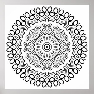 Mandala Kleurplaat met Bloemblaadjes Ring Lagen Ku Poster