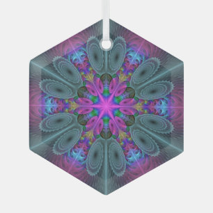 Mandala Kleurrijk Slaande Fractale Kunst Kaleidosc Glas Ornament