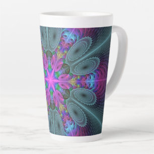 Mandala Kleurrijk Slaande Fractale Kunst Kaleidosc Latte Mok
