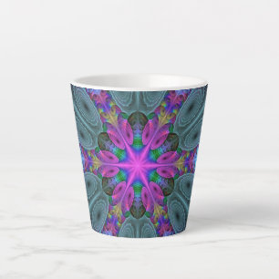 Mandala Kleurrijk Slaande Fractale Kunst Kaleidosc Latte Mok