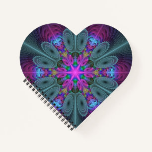 Mandala Kleurrijk Slaande Fractale Kunst Kaleidosc Notitieboek