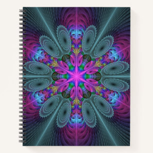 Mandala Kleurrijk Slaande Fractale Kunst Kaleidosc Notitieboek
