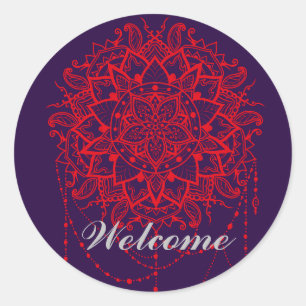 Mandala kleurrijke Indiaanse Morroccan Welkom Ronde Sticker