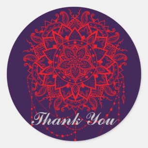 Mandala kleurrijke Indische Marokkaan Dank u Ronde Sticker