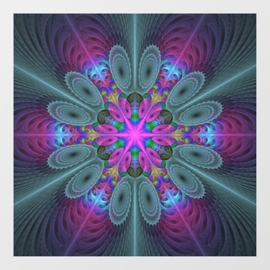 Mandala kleurrijke Spirituele fractale kunst met r Raamsticker (Vel)