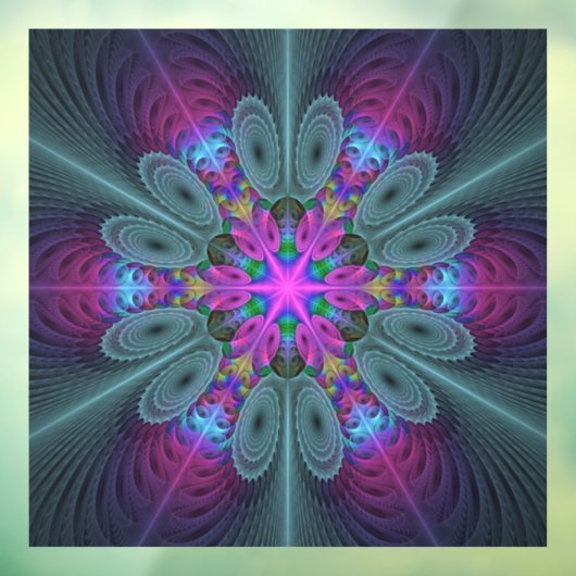 Mandala kleurrijke Spirituele fractale kunst met r Raamsticker (Vel 3)