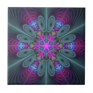Mandala kleurrijke Spirituele fractale kunst met r Tegeltje
