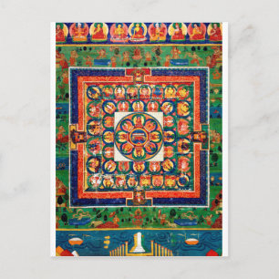 Mandala Kosmisch Diagram voor Meditatie Briefkaart