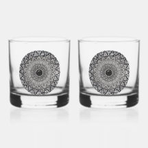 mandala-kunst op stenen glasset