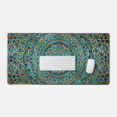Mandala Kunst Zen Tealblauw En Gouden Klasse Elega Bureaumat (Keyboard & Muis)