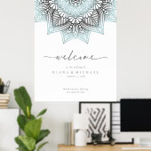 Mandala Lace Wedding Welcome Lt. Blue ID968 Poster (Thuiskantoor)