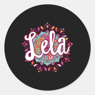 Mandala Lela Vrouwen Oma Kerstmis Verjaardag Moth Ronde Sticker