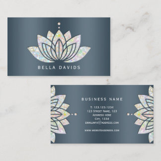 Mandala Lotus Bloem Yoga Instructeur Blauw Teal Visitekaartje
